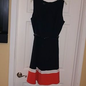 Navy blue dress with coral bottom